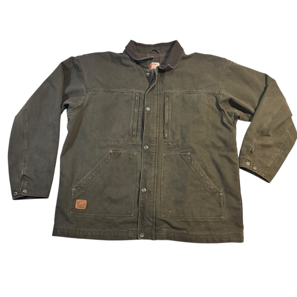 Sorel Men's Duck Canvas Workwear Chore Jacket Lined Cotton Pocket Brown Size Xl